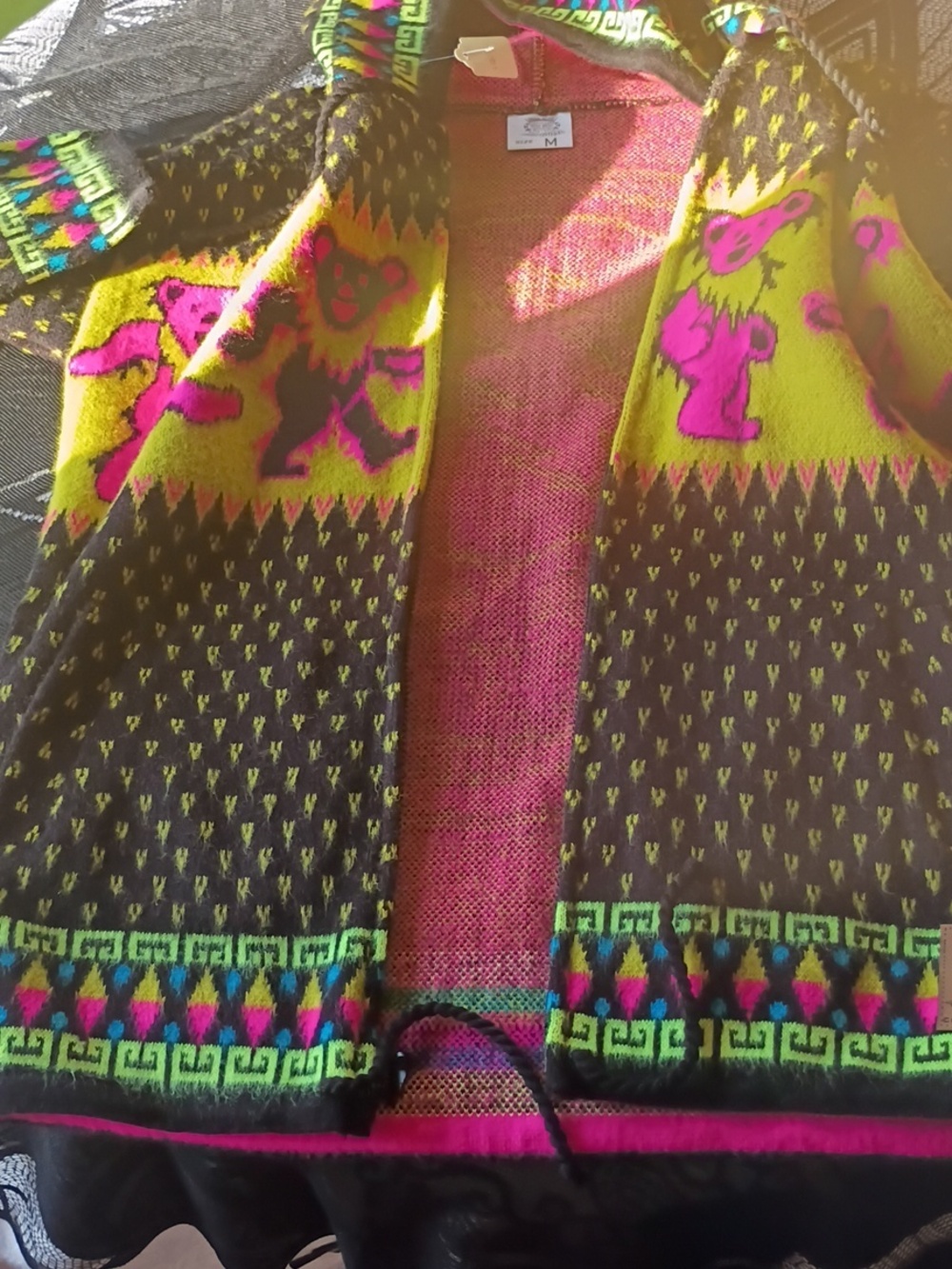 Handmade Steal Your Face & Marching Bears Imported Zip Up Hoodie Alpaca Soft - Picture 10 of 10